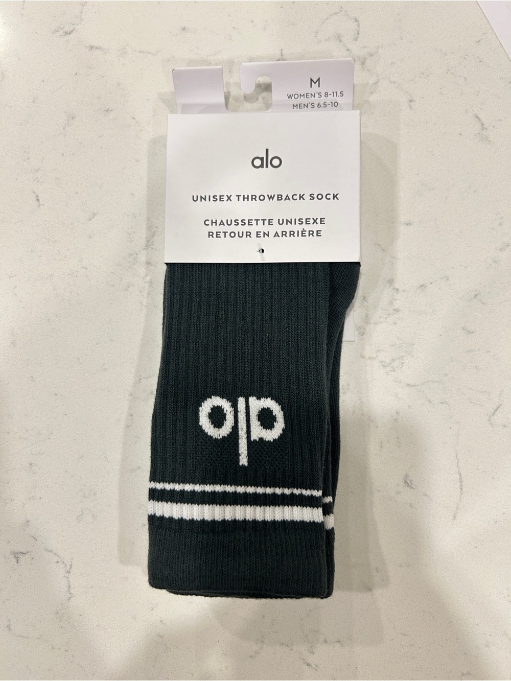 ALO green Unisex Throwback Sock with White Logo